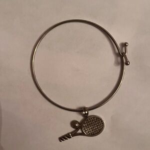 Silver Tennis Racket Charm Bracelet